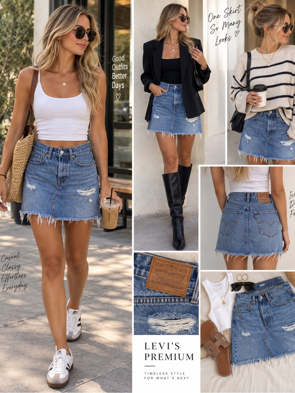 Levi’s Premium Size 27 Distressed Denim Mini Skirt Raw Frayed Hem Blue